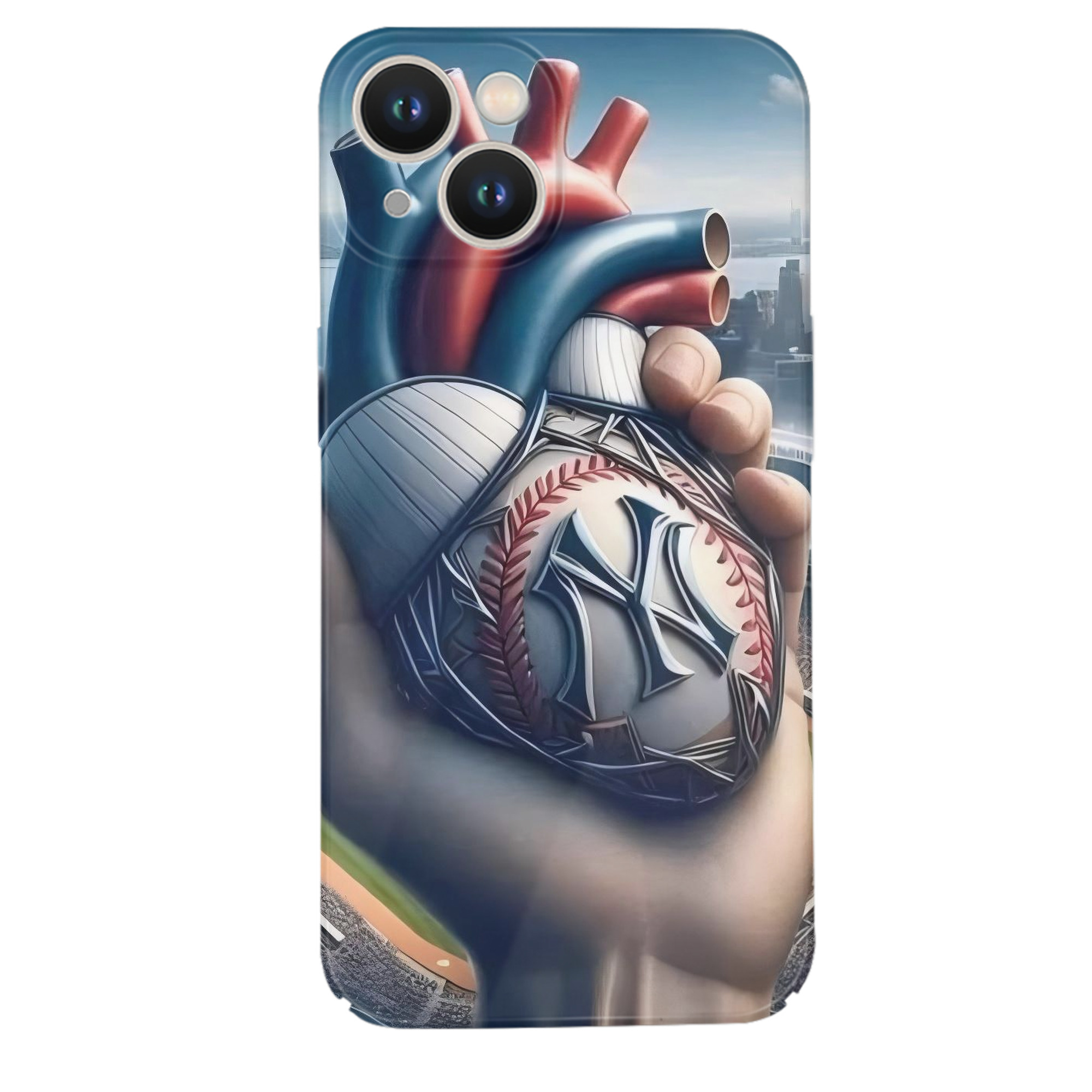 New York Yankees Heart IPhone 14 Series Full-Cover Hard Case – Shockproof With Raised Camera Protection – Precise Cutouts, Wireless Charging Compatible – Durable, Anti-Yellowing, Easy To Clean